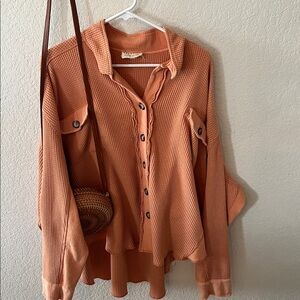 Orange waffle shacket